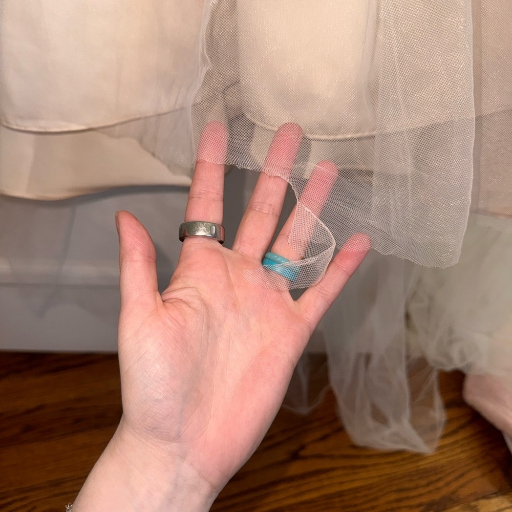David's Bridal A-Line Beaded Lace tulle Ivory/Champagne Wedding Dress SZ 4 READ - Picture 11 of 14